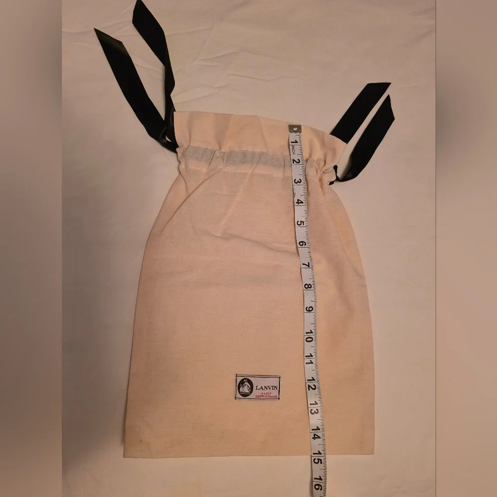 LANVIN Authentic Lanvin Beige Dust Bag with Black Ribbon Drawstring – Medium